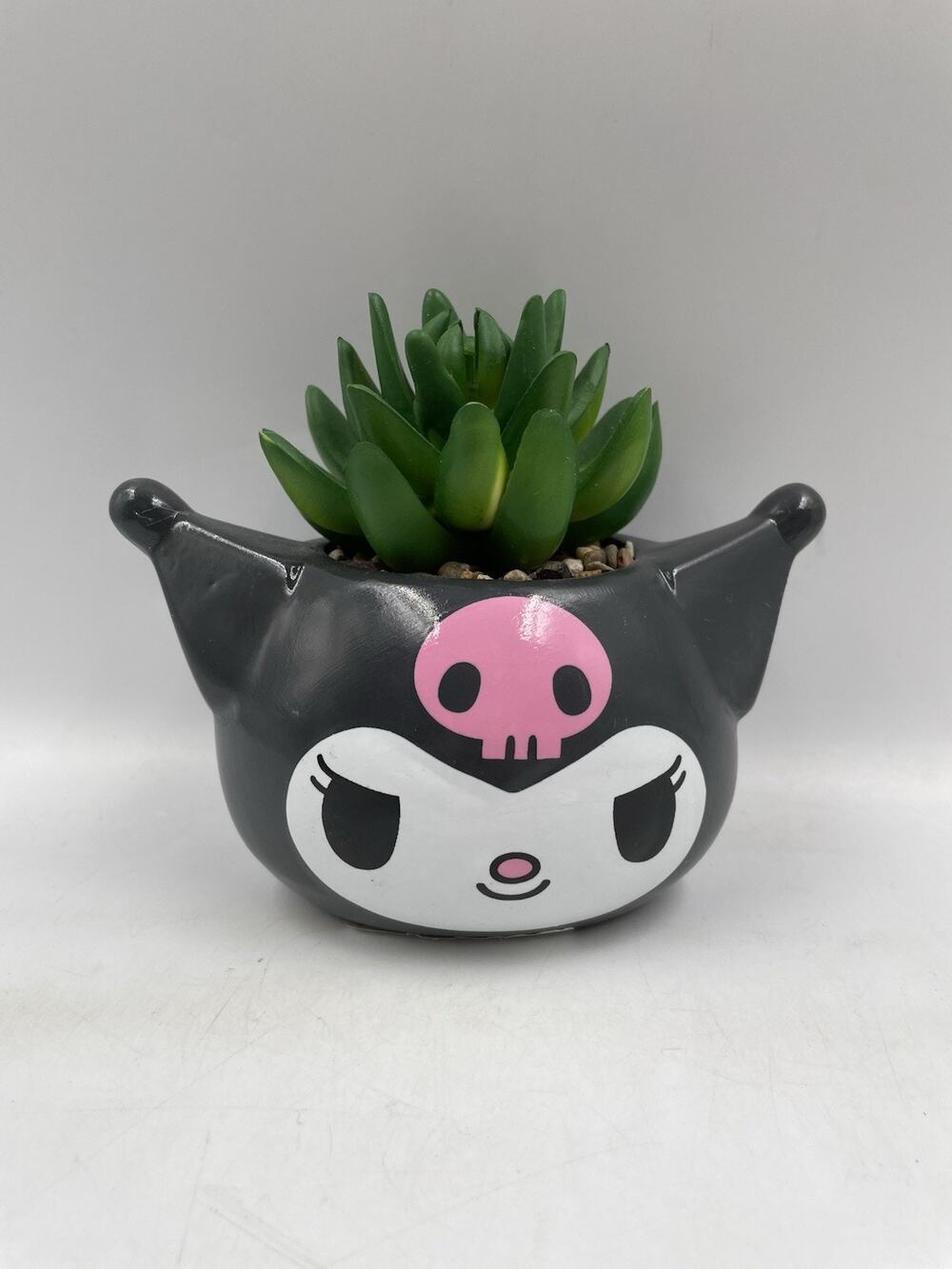 Sanrio Kuromi Smiling 3-Inch Ceramic Mini Planter With Artificial Succulent NEW